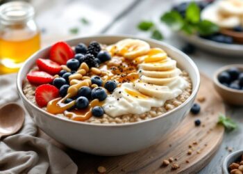 Sveiki pusryčiai sportininkams Baltyminis bananų ir avižų pusryčių dubuo