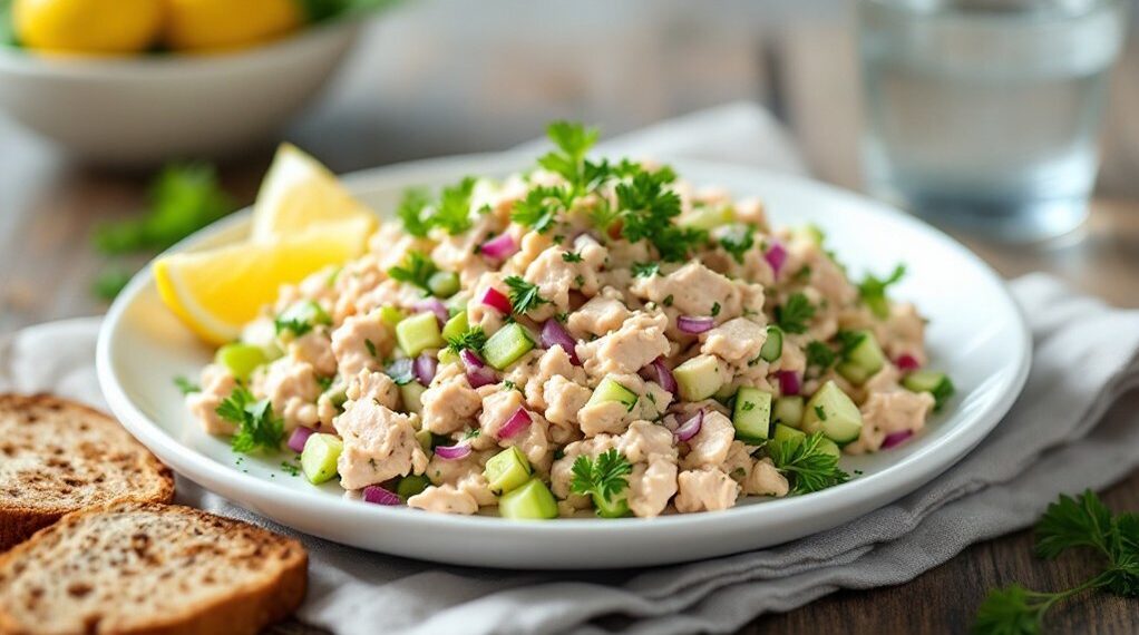 Gaivios tuno salotos su agurkais ir citrina