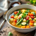 Lengva daržovių sriuba pietums
