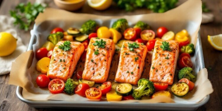 Sveika vakarienė Kepta lašišos filė su daržovėmis