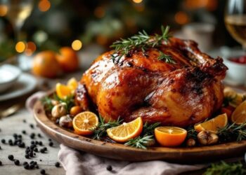 Šventinė vakarienė kepta antis su obuoliais