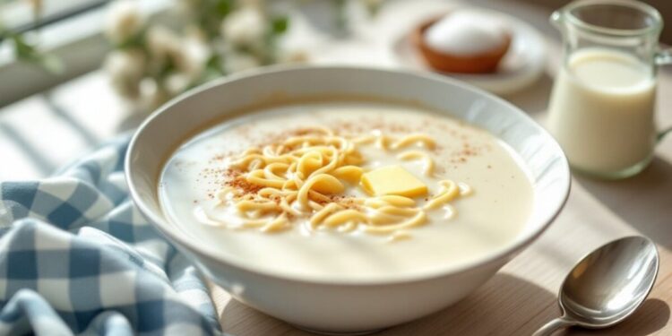 Vaikiška pieniška sriuba su makaronais