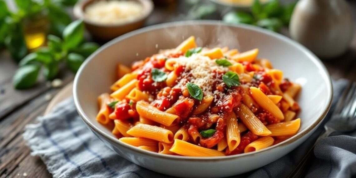 Vakarienė vaikams makaronai su pomidorų padažu