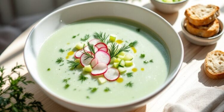Šalta agurkų sriuba su kefyru karštoms dienoms
