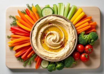 Sveiki užkandžiai su humusu ir daržovėmis
